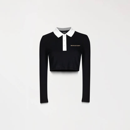 CARBY POLO CROP TOP OVERSIZE BLACK